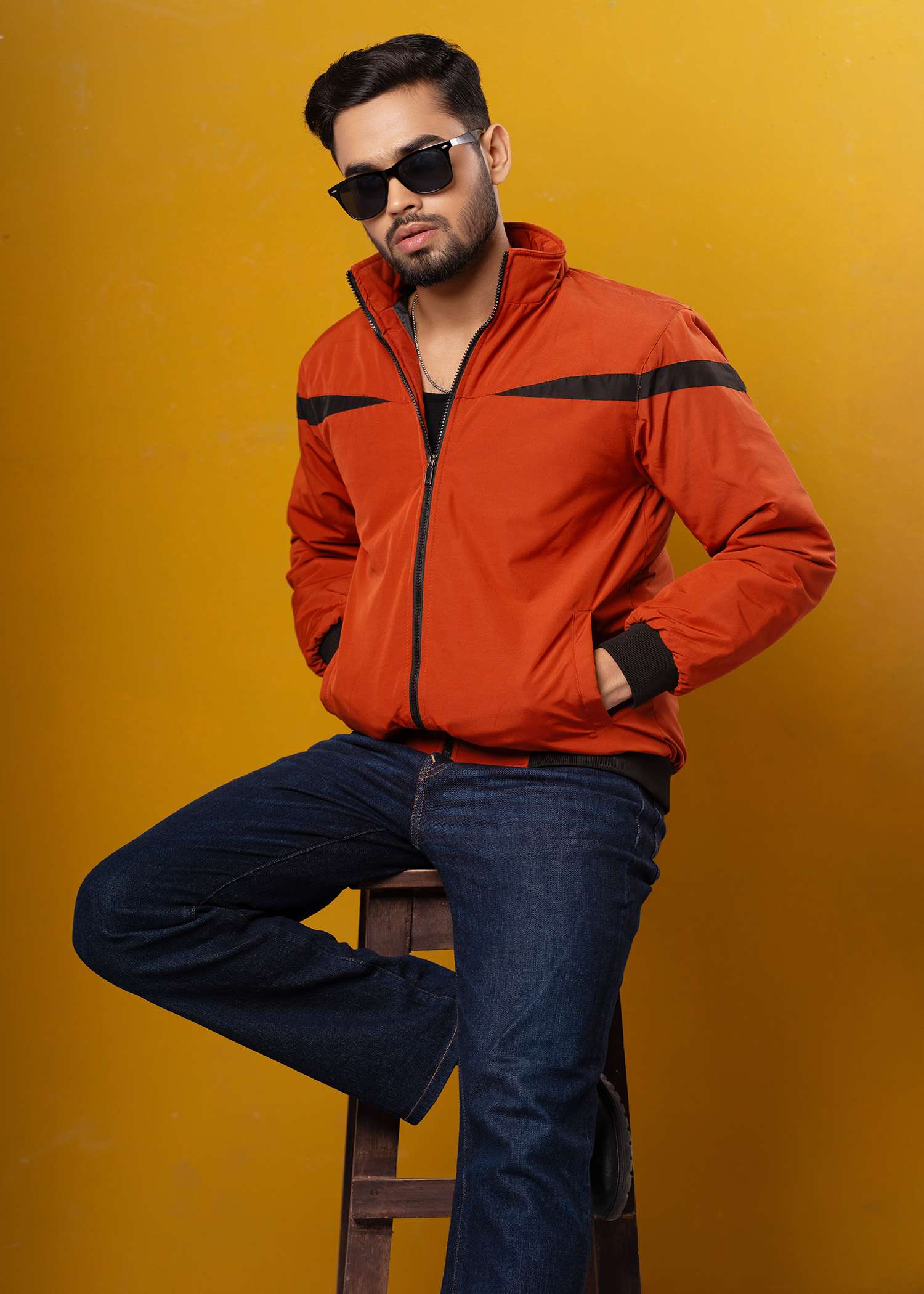 Men’s Premium High Neck Jacket (Orange)