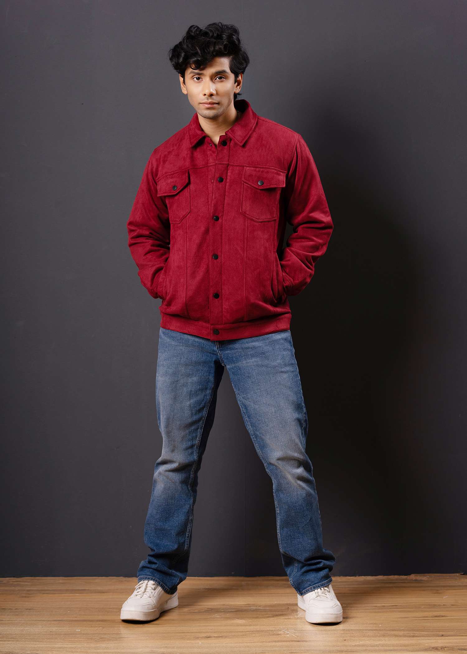 Premium Suede Shacket (Red)