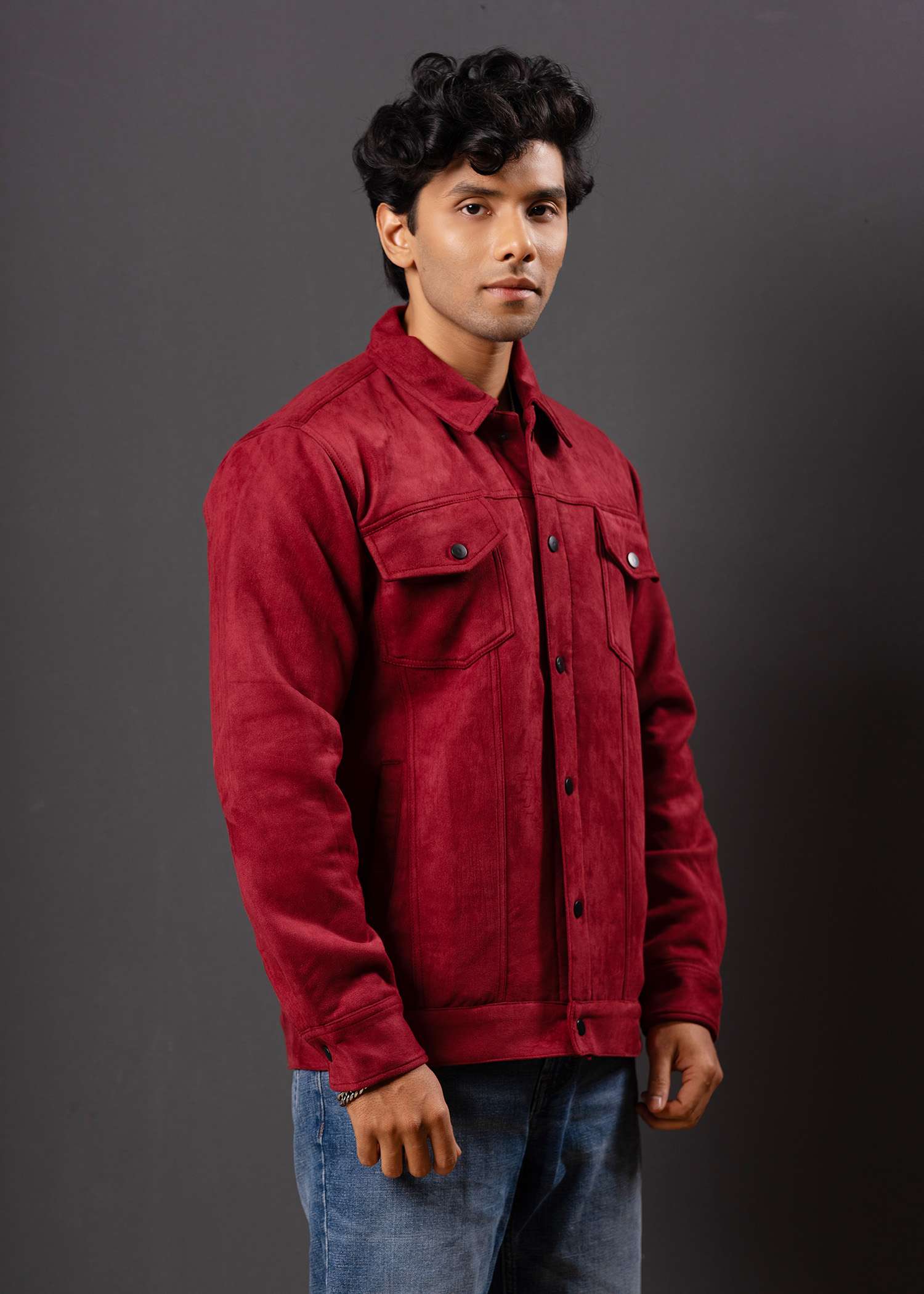 Premium Suede Shacket (Red)