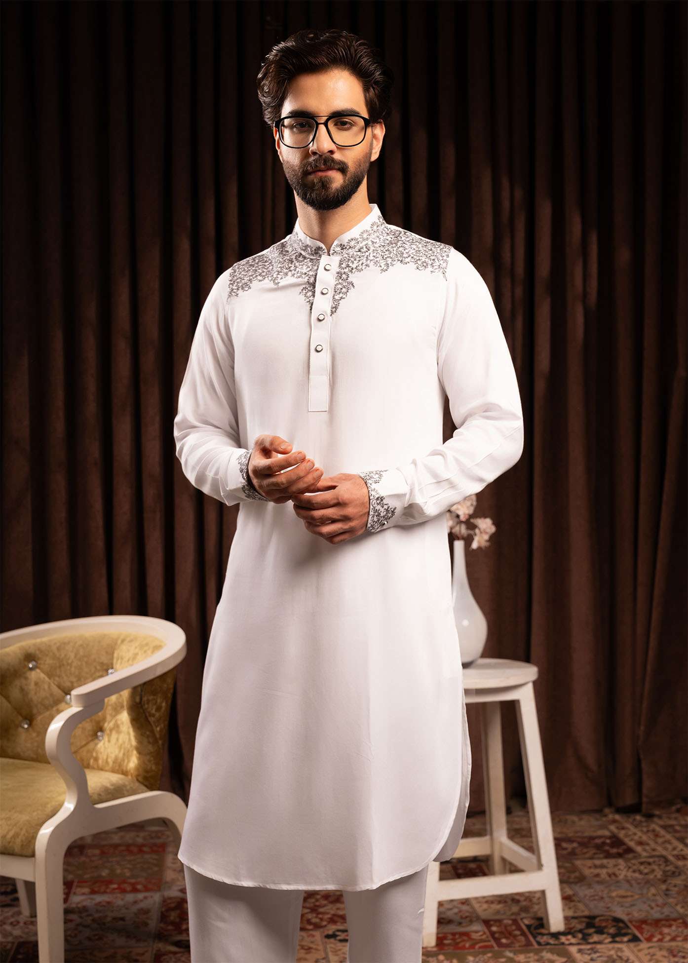 Men’s Signature Kabli Set- WHITE