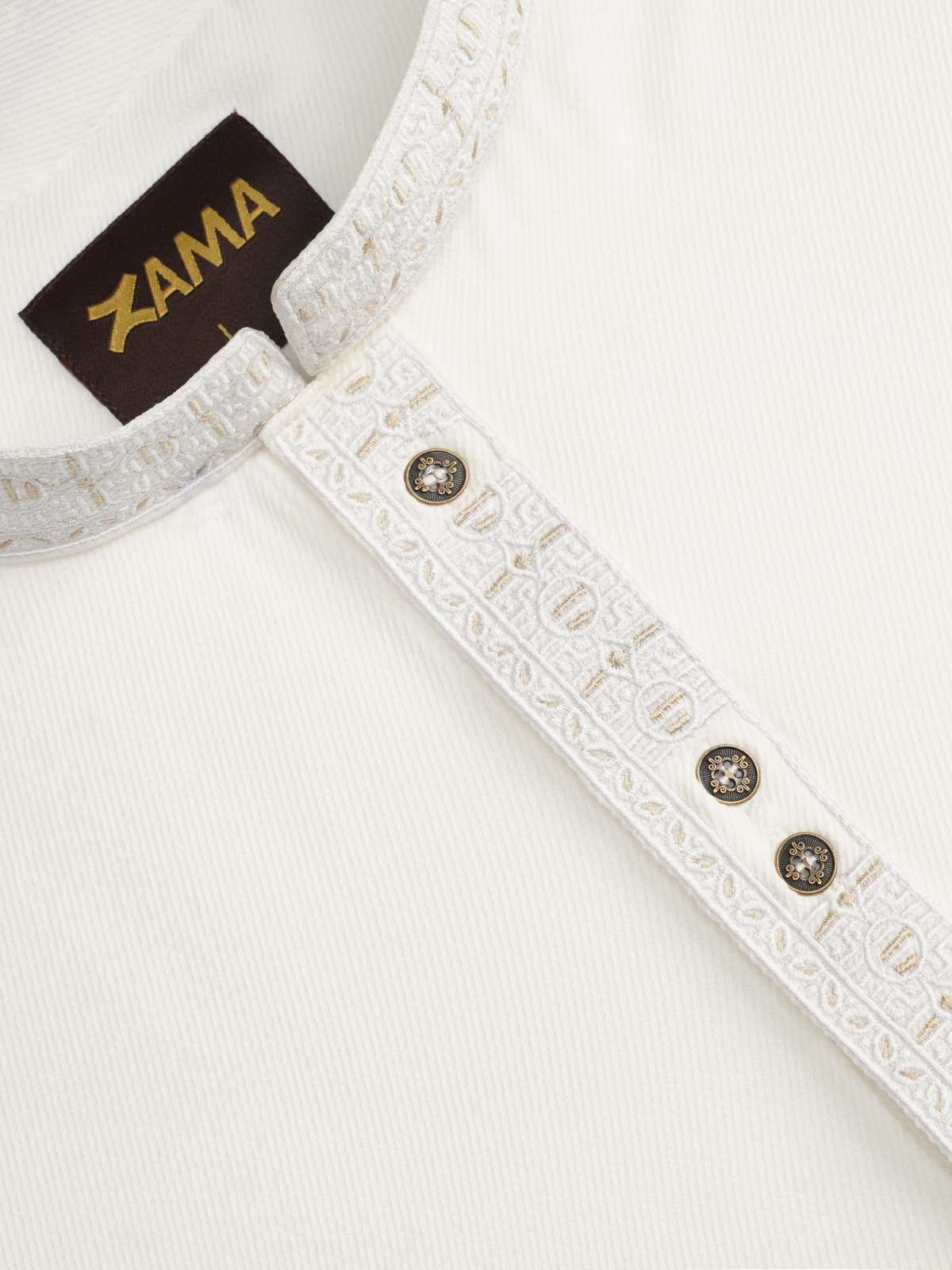 White Embroidered Regular Fit Panjabi - ZP605