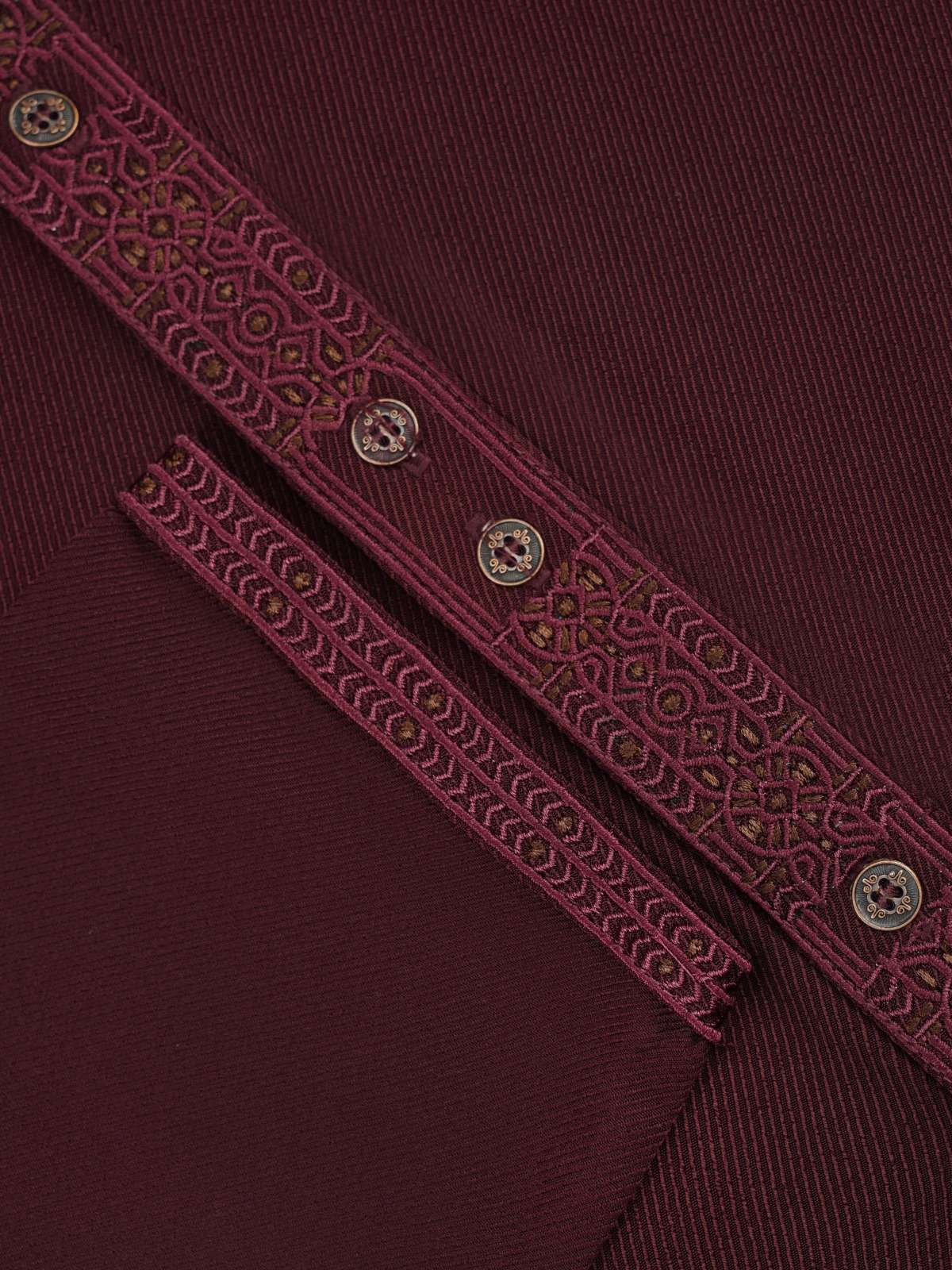Purple Maroon Embroidered Regular Fit Panjabi - ZP604