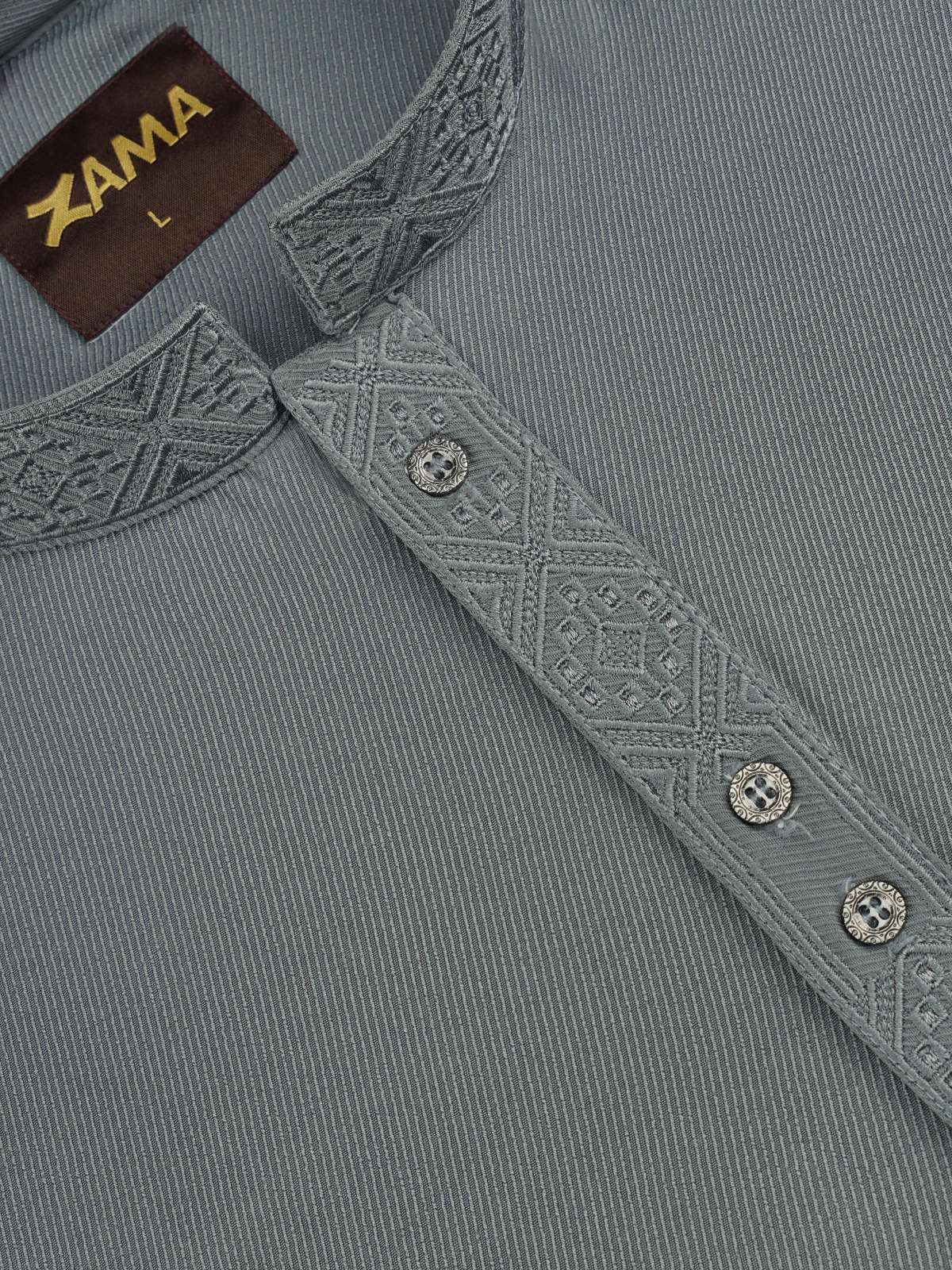 Ash Embroidered Regular Fit Panjabi - ZP603