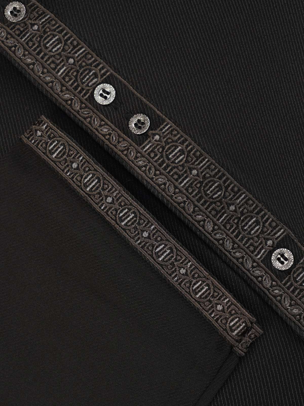 Black Embroidered Regular Fit Panjabi - ZP602