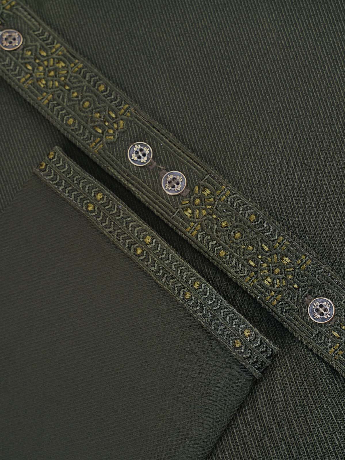 Olive Embroidered Regular Fit Panjabi - ZP601