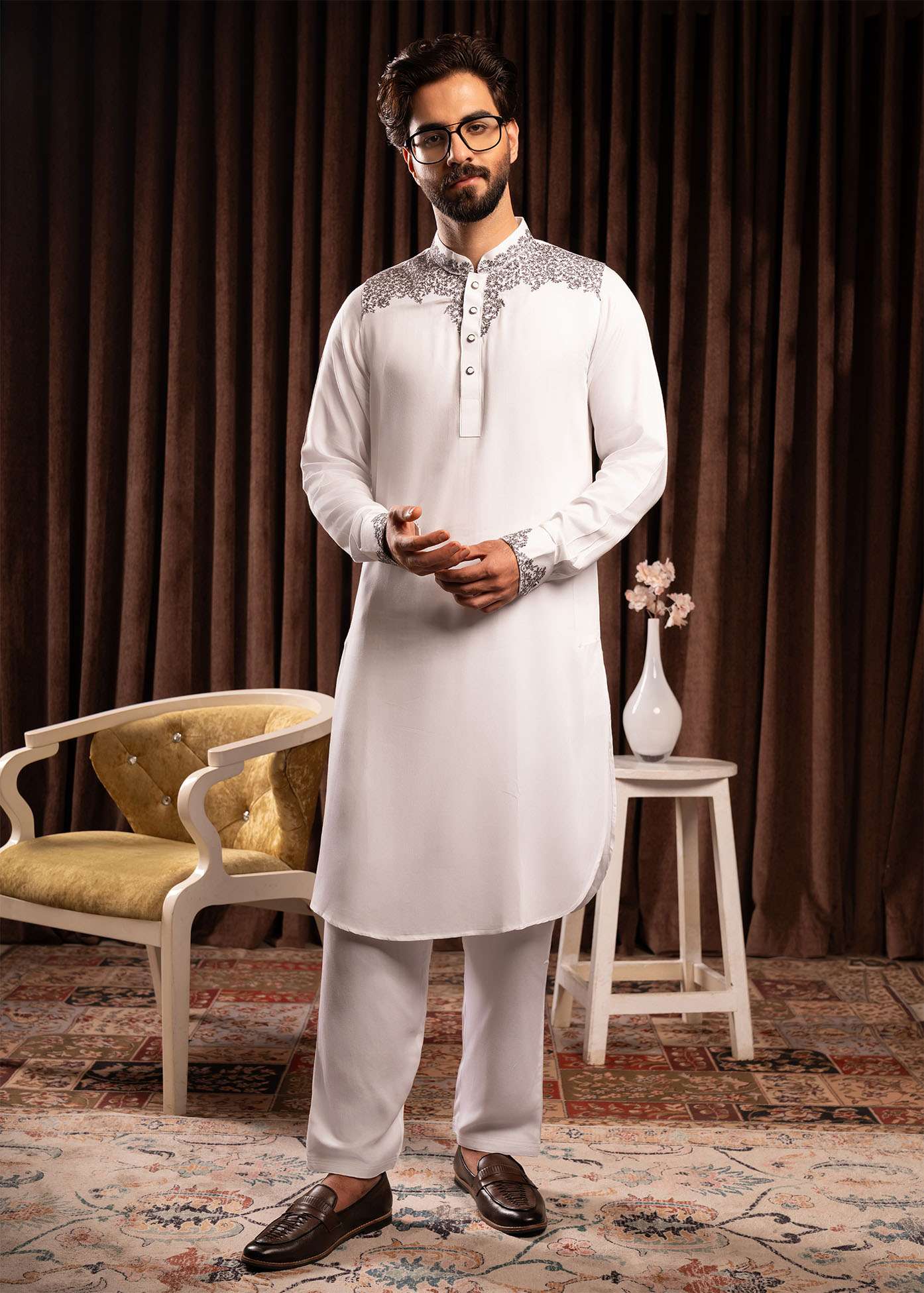 Men’s Signature Kabli Set- WHITE