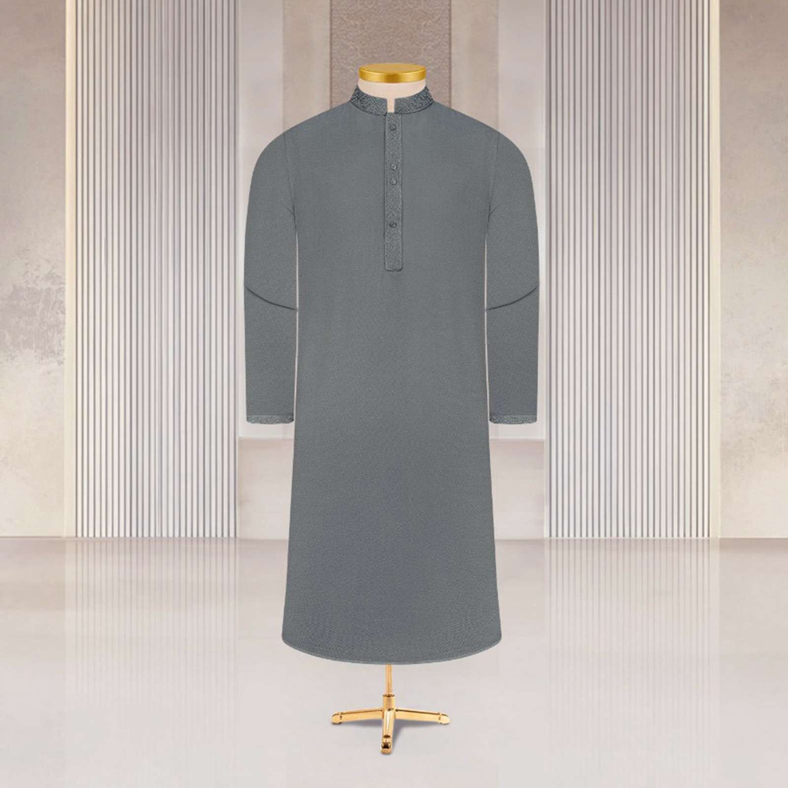 Ash Embroidered Regular Fit Panjabi - ZP603